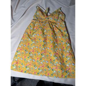 Primark Yellow Bird Floral Print Sun Dress Tie Front Keyhole Sz 4